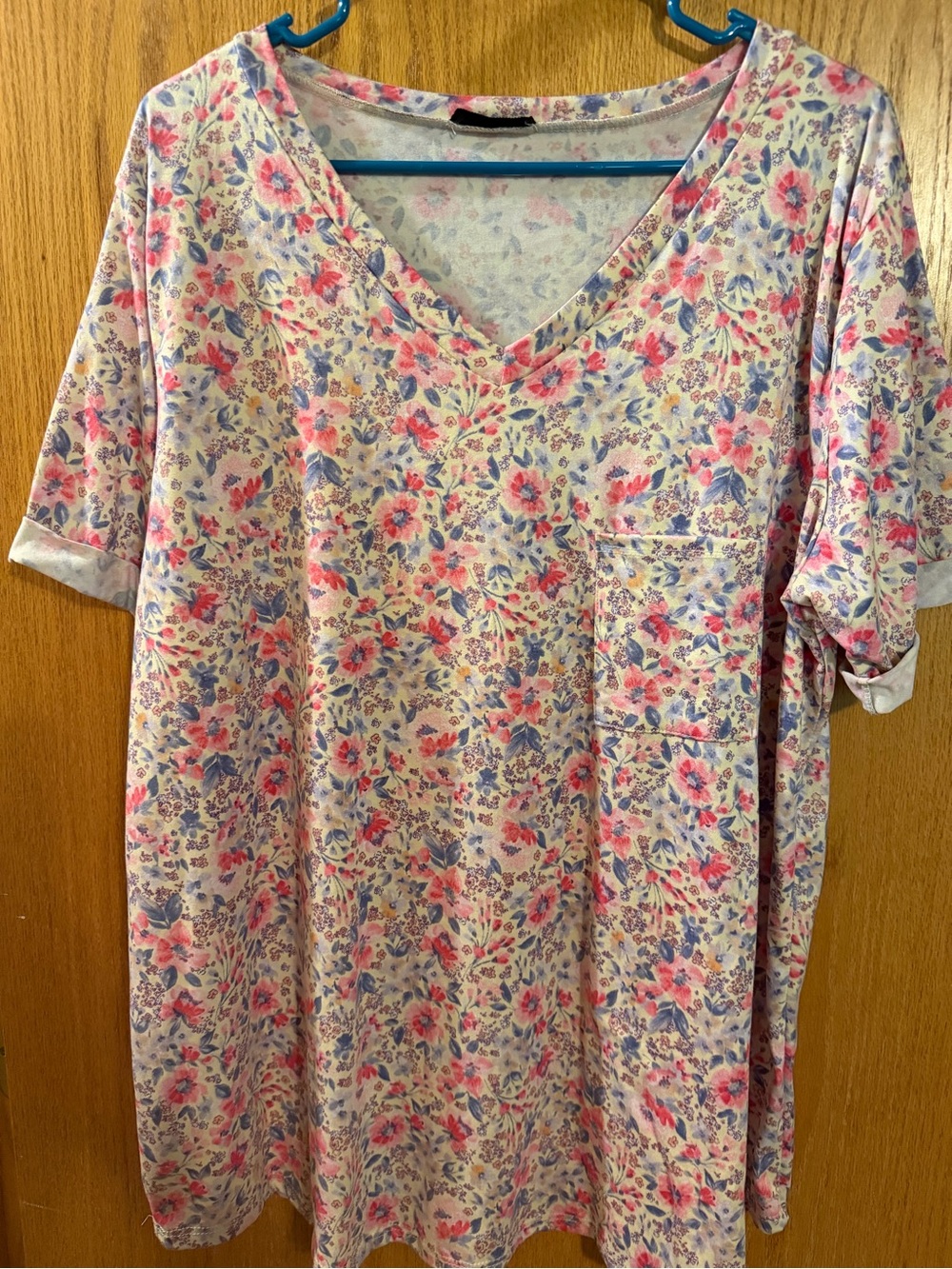 HEIMISH USA Floral V-Neck Tunic in Pink and Blue